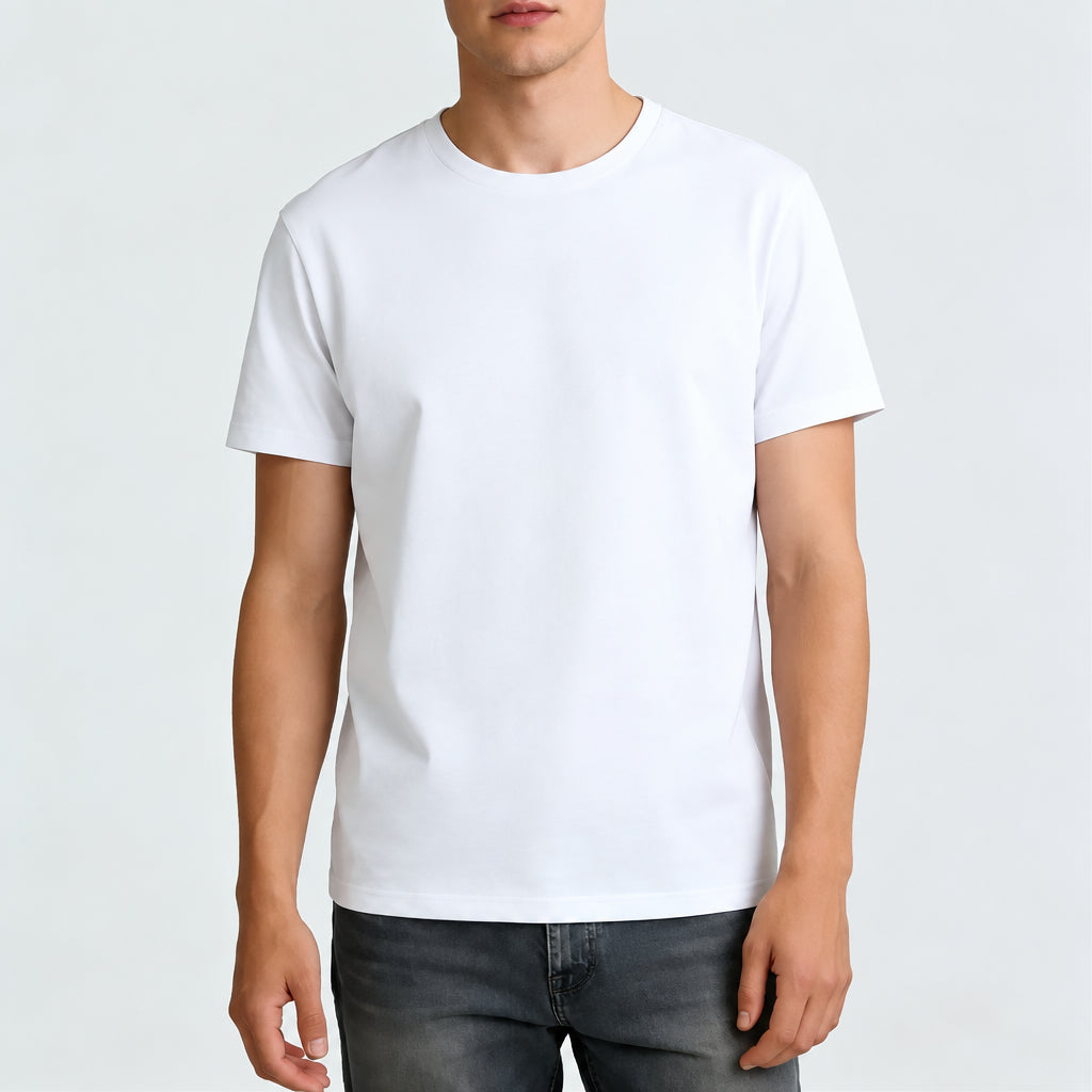 Men’s White Cotton Crew Neck T-Shirt