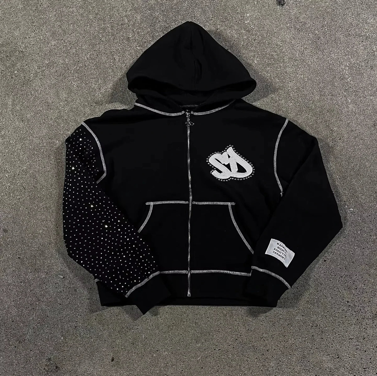 Gray Oversized Zipper Hoodie front view