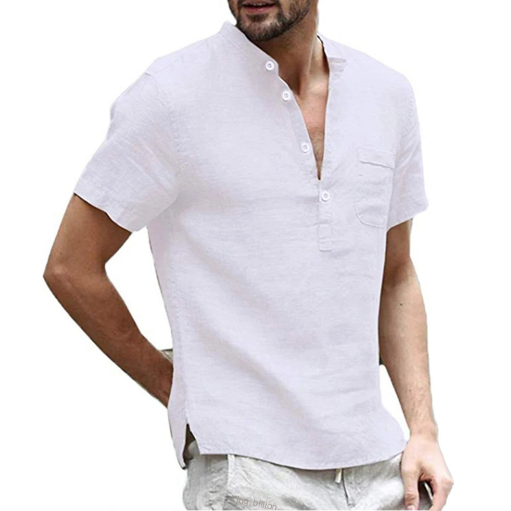 Cotton Linen Short Sleeve Breathable Tee