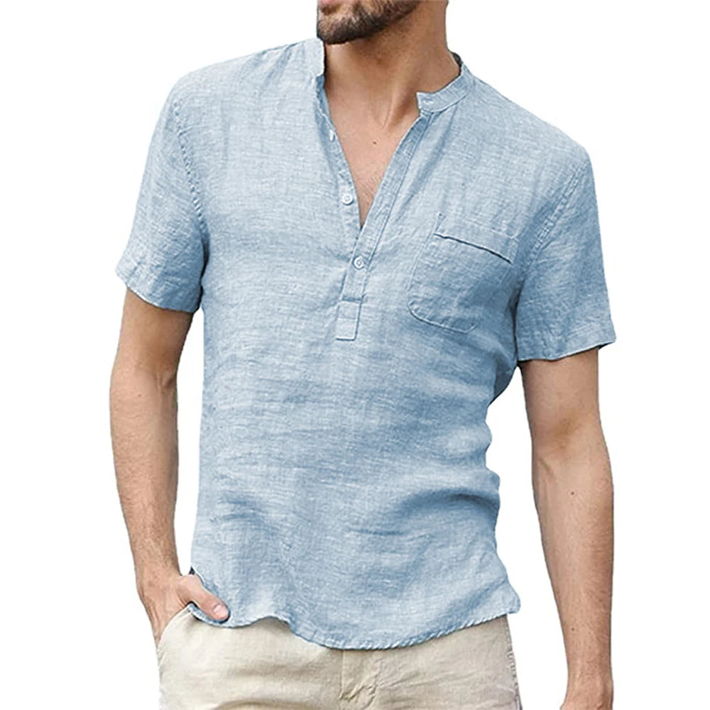 Cotton Linen Short Sleeve Breathable Tee