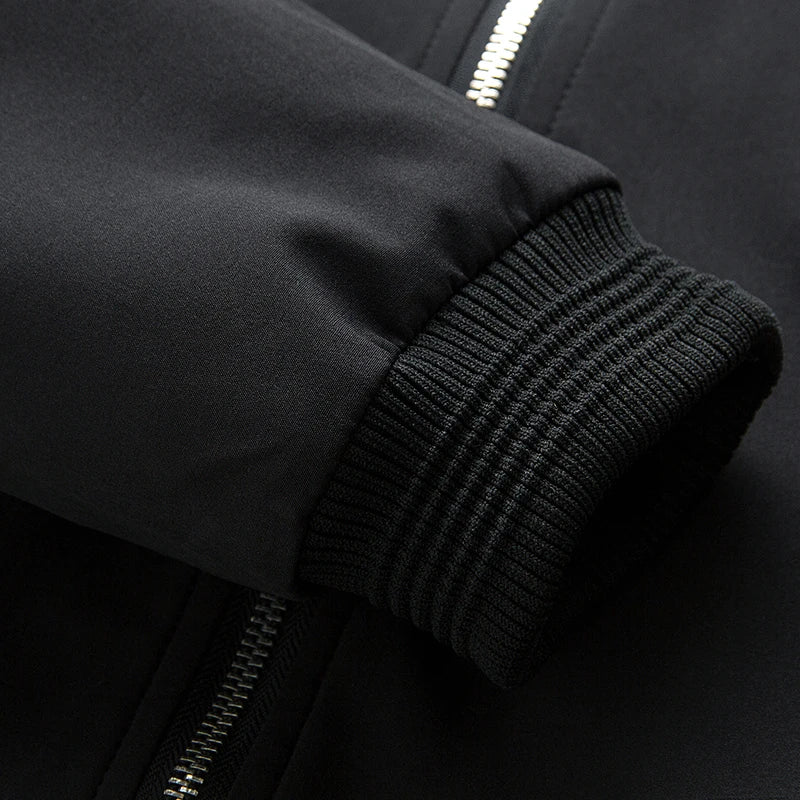 Men's Solid Color Windbreaker Jacket | Slim Fit Baseball Collar Zip-Up Coat
