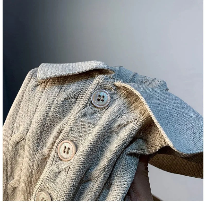 Men's Cable Knit Polo Shirt front view
