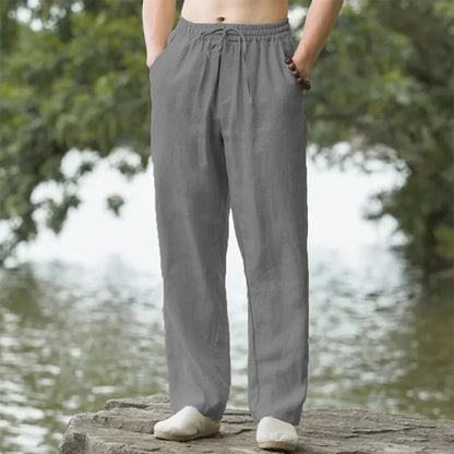 Men's Cotton Linen Straight Leg Jogger Pants