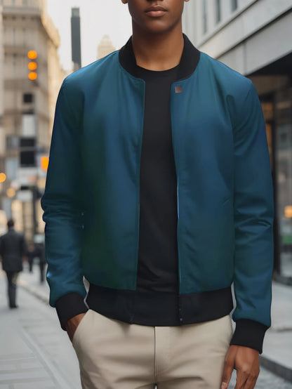 Men's Baseball Collar Jacket | Casual Lightweight Zip-Up Coat