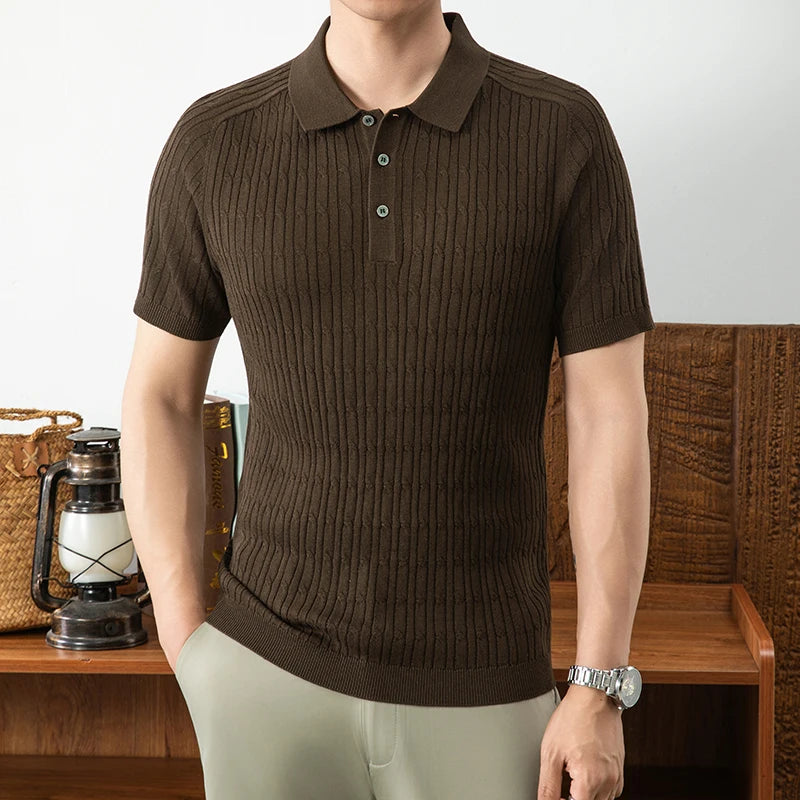 Men's Luxury Jacquard Knitted Polo Shirt