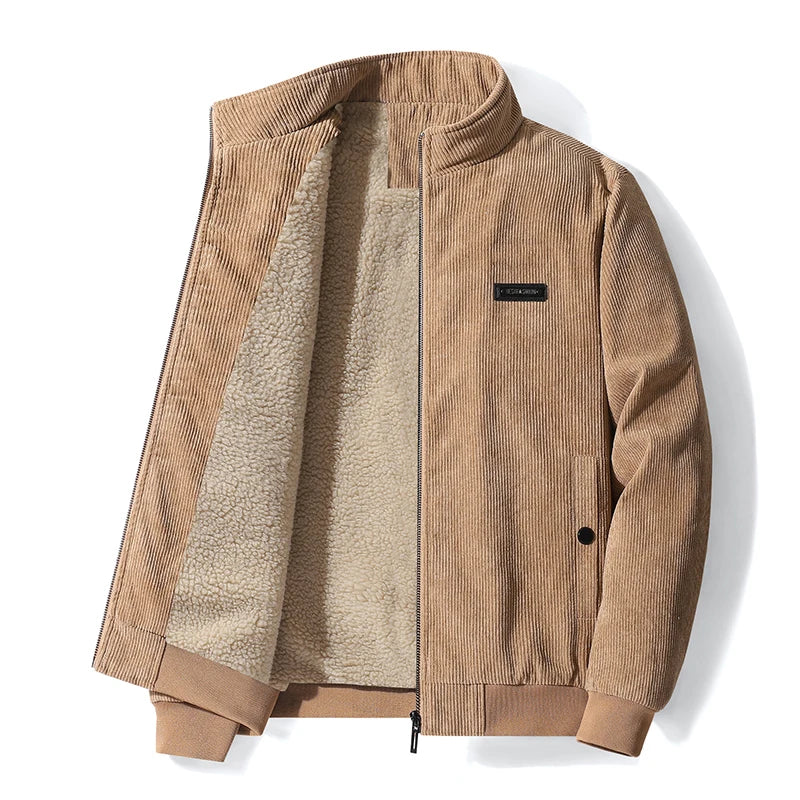 Men's Winter Thick Fleece Jacket | Windproof Warm Stand Collar Zip-Up Coat