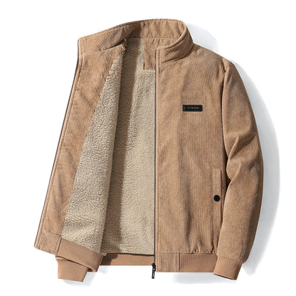 Men's Winter Thick Fleece Jacket | Windproof Warm Stand Collar Zip-Up Coat
