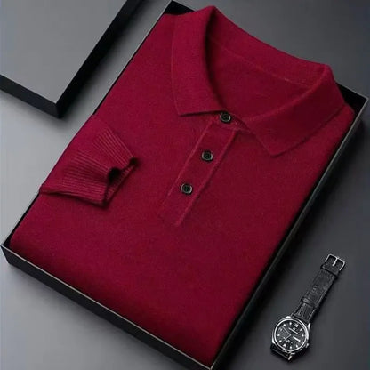 Men’s Burgundy Knitted Polo Shirt