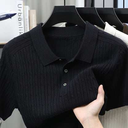 Men's Luxury Jacquard Knitted Polo Shirt