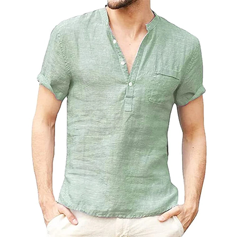 Cotton Linen Short Sleeve Breathable Tee