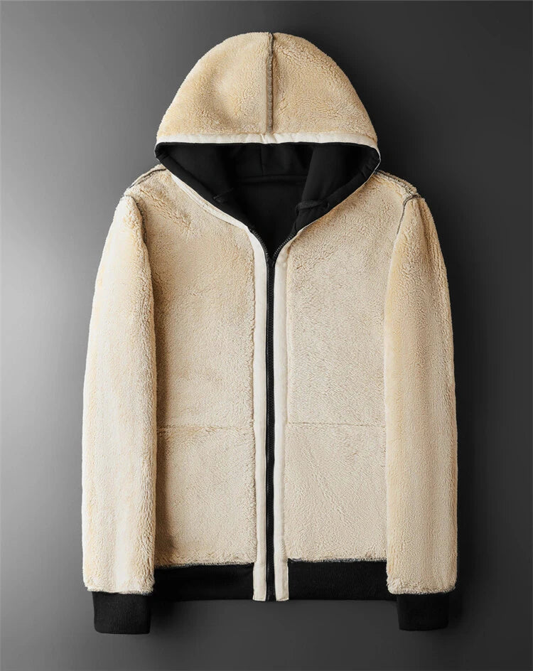 Men's Winter Lambswool Hoodie Jacket