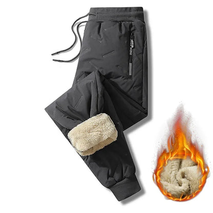 Men's Winter Thick Fleece Sweatpants | Lambswool Thermal Windproof Warm Pants