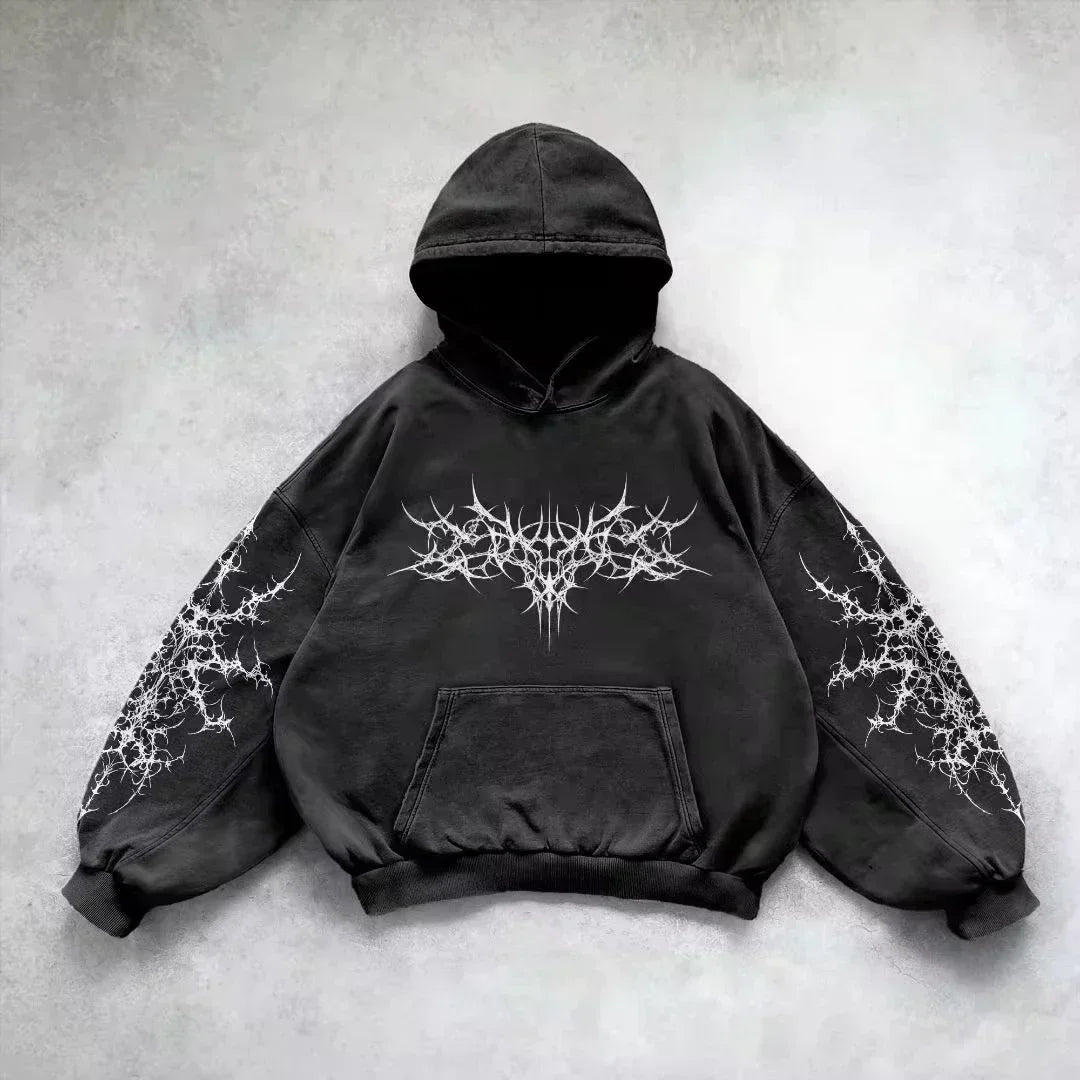 Gray Oversized Zipper Hoodie front view