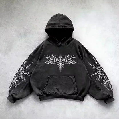 Gray Oversized Zipper Hoodie front view