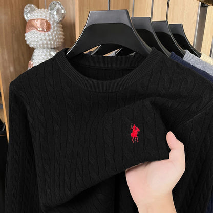 Men's Premium Knit Sweater | Jacquard Embroidery Pullover