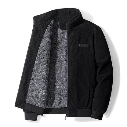 Men's Winter Thick Fleece Jacket | Windproof Warm Stand Collar Zip-Up Coat