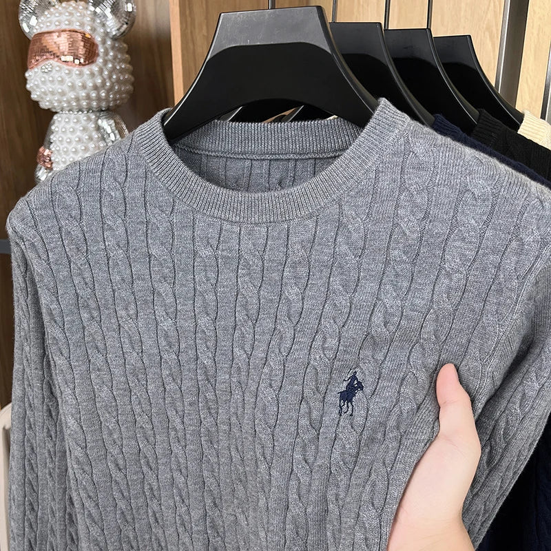 Men's Premium Knit Sweater | Jacquard Embroidery Pullover
