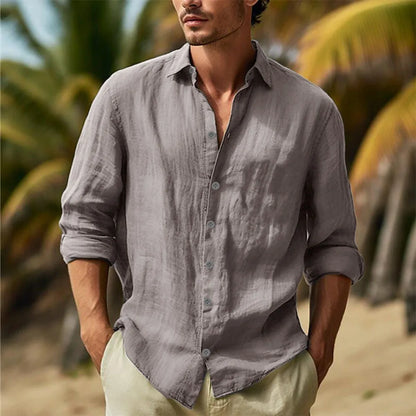 Men's Cotton Linen Long Sleeve Casual Shirt