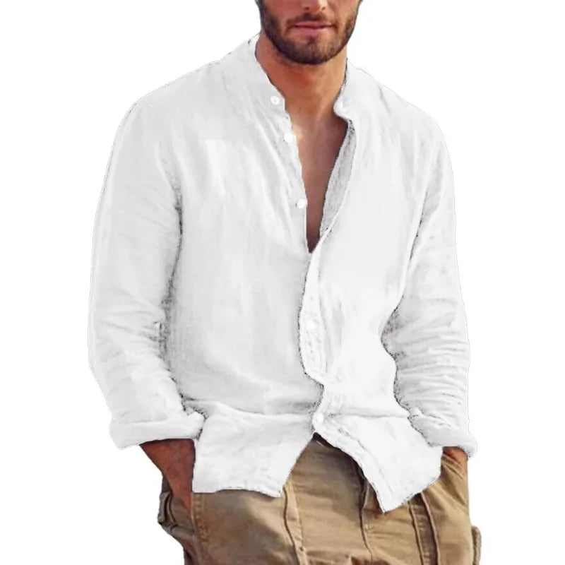 Men's Long Sleeve Stand Collar Shirt